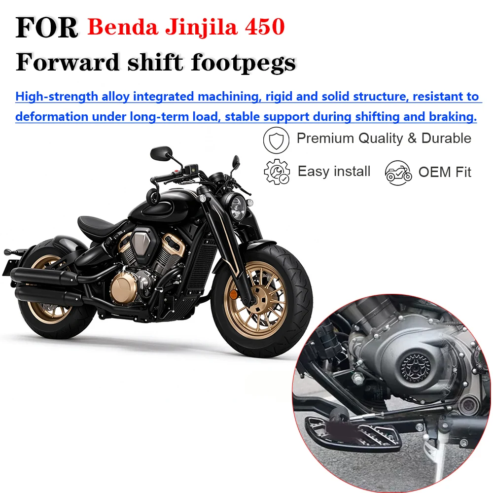 For Benda Jinjila 450 / Napoleon 450 Forward Control Relocation Kit, 8cm Forward Footpeg Extension Bracket Footrest Pedal Mount