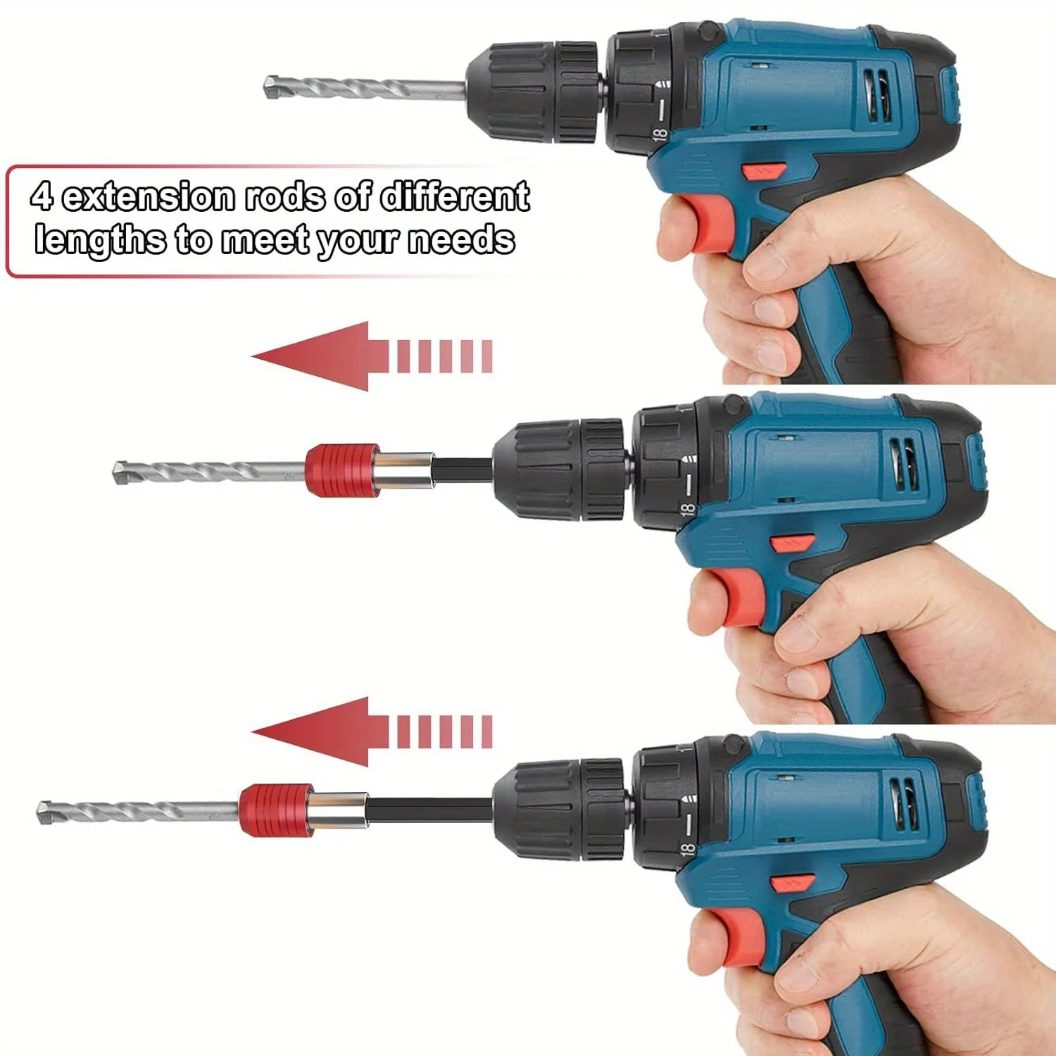 1pc 300mm Hex Shank Red Quick Release Self-Locking Extension Rod Screwdriver Bit Extension Bar, DIY Projects, Professional Tools