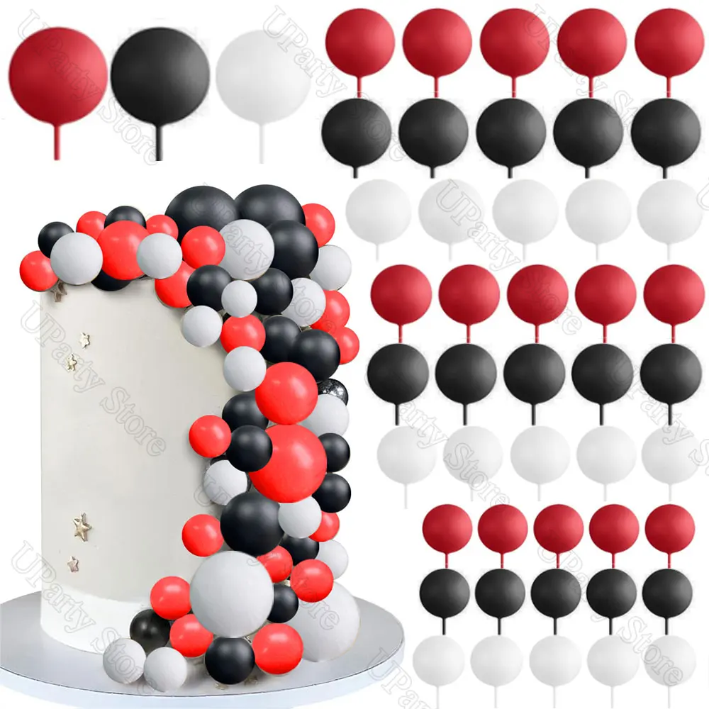60 Stück rot blau schwarz Kugeln Kuchendeckel 2-4 cm Schaumstoffkugeln Kuchendekorationen für Spinne Geburtstag Abschlussfeier Kuchen Dekor Gastgeschenk – Detail 11