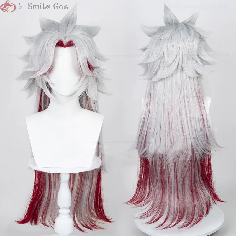 80cm Long Arataki Itto Cosplay Wig Game Cosplay Horn Prop Accessories Heat Resistant Synthetic Wigs Wig Cap