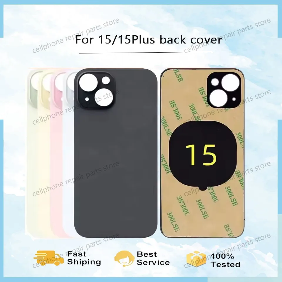 

back cover glass For Iphone 15 Plus 15 Big Hole Back Battery Cover Rear Panel Housing Case Repair Parts