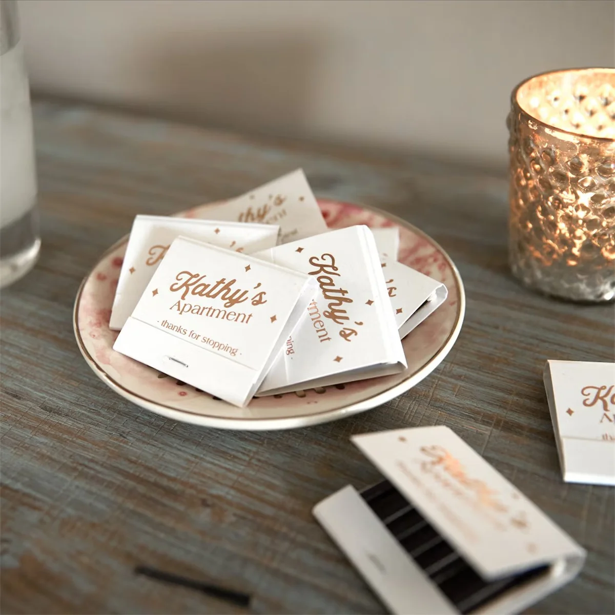 Personalized 30 Strike Matchbooks - My Apartment Sparkle Matches - Wedding Favors, Custom Matches, Foil Stamped Matches, Party F