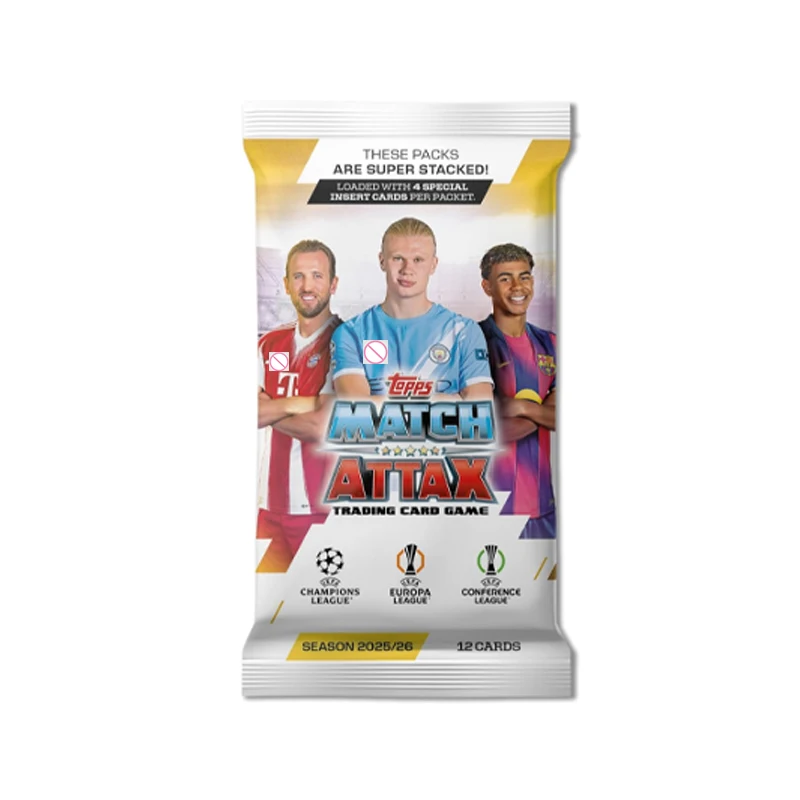 Topps UCC Match Attax 2025/26 - Full Box - contains 32 packets with 4 special insert cards per packet 12 cards per packet view 2