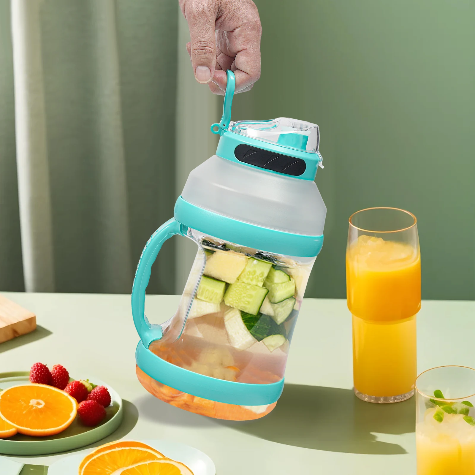 

2l Rechargeable Blender, Fresh Fruit Juicer, USB Portable Juicer Bottle- Blue