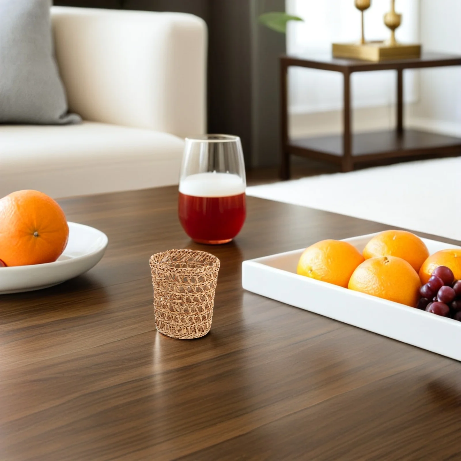 

6Pcs Straw Woven Cup Sleeves Hollow Handmade Insulated Glass Drink Sleeve Heat Resistant Reusable Protective Cover for Coffee