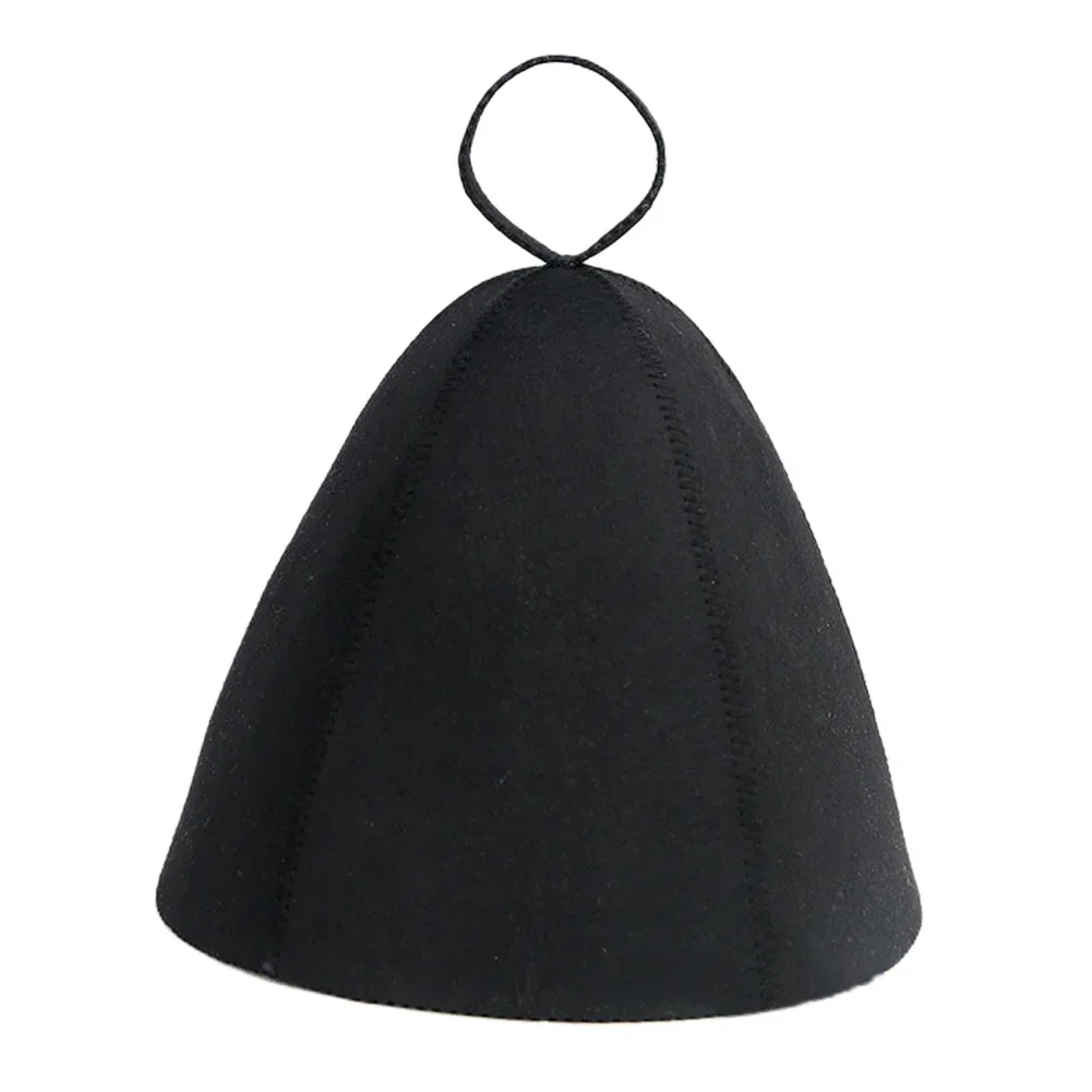 1pc Sauna Hat Black Thicken Wool Felt Bathing Cup Heat Insulating Hair Protection Prevents Drying Spa Sweat Steaming Accessories