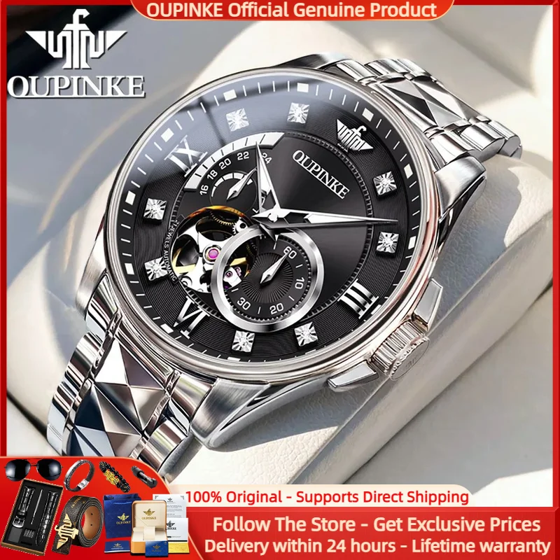 

OUPINKE 3245 Luxury Original Automatic Mechanical Men Watch Top Brand Imported MIYOTA Japanese Movement Tungsten Steel Men Watch