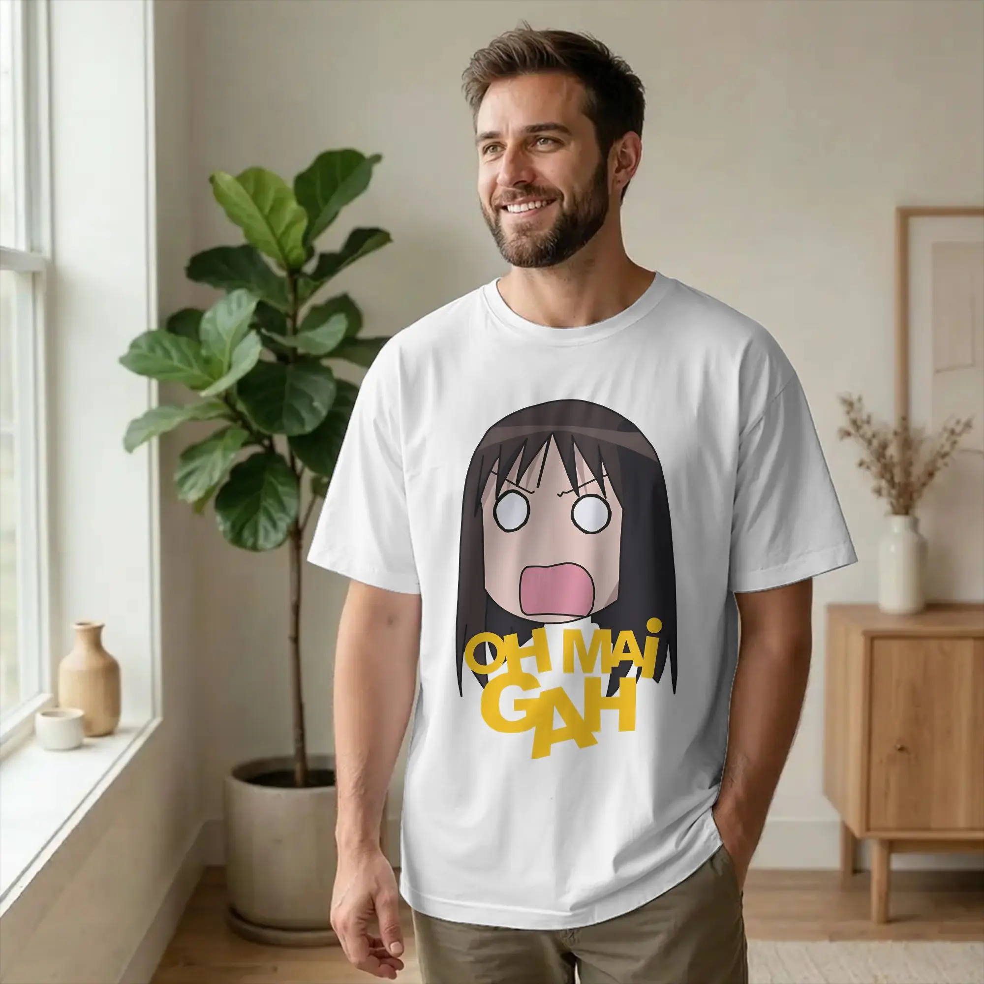 Priting Oh Mai Gah Azumanga Daioh  T-Shirt Unisex 100%Cotton Short Sleeve  Round Neck Summer Top Tee