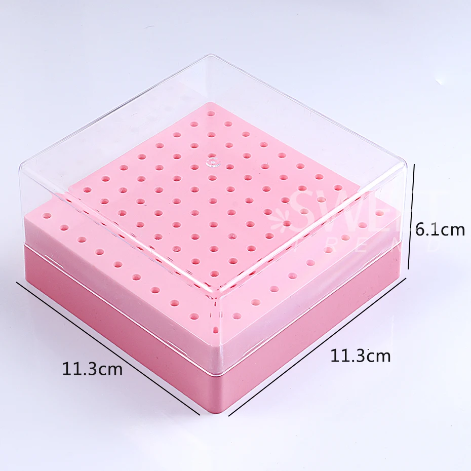 กล่องเก็บอุปกรณ์ทำเล็บ 100 ช่อง สำหรับเก็บหัวเจียรเล็บ หัวขัดเล็บ ที่วางโชว์ อุปกรณ์จัดระเบียบ กล่องใส่อุปกรณ์ทำเล็บ