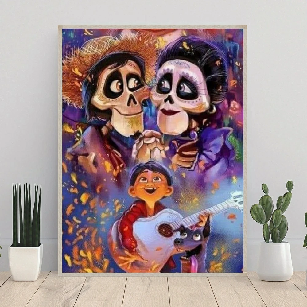 ديزني كوكو فيلم 2024 جديد الماس اللوحة الفنية يوم الموتى ميغيل ريفيرا حلم عبر غرزة فسيفساء اليدوى ديكور المنزل