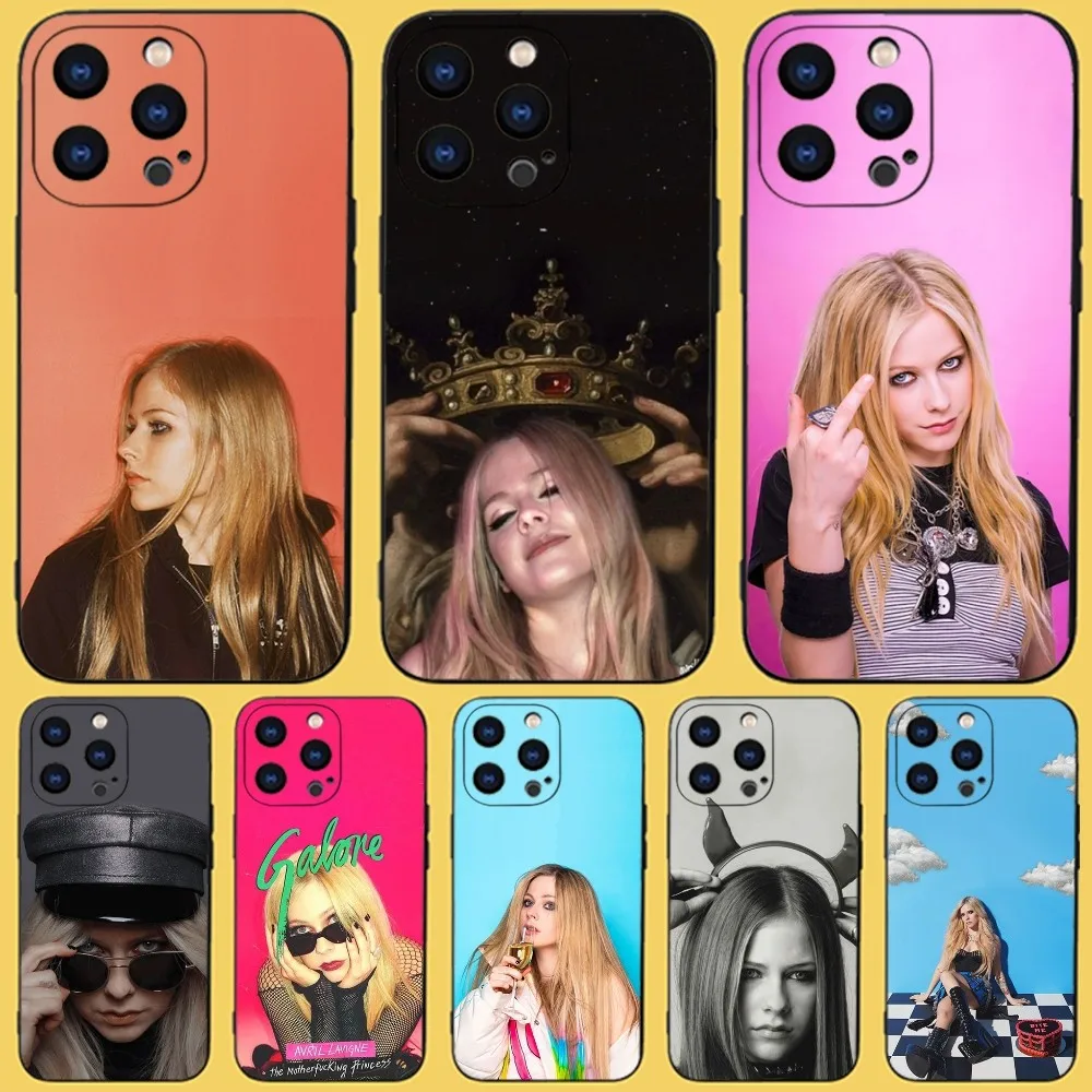 Singer A-Avril Ramona Lavigne Phone Case For iPhone 15,14,13,12,11 Plus,Pro,Max,XR,XS,X,7,8 Plus,SE,Mini Black Silicone Soft