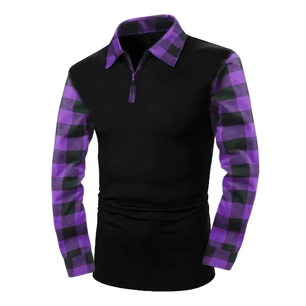 Autumn New 2024 Men Polo Shirts For Men Long Sleeve Top Plaid Matching Polo Shirt New Business Wear Clothing Casual Fashion Tops