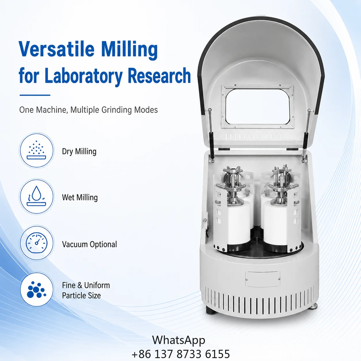 6L Lab Vertical Square Electric Planetary Ball Mill XQM-6A High Speed Ultra-Fine Grinding Machine For Nano Powder 304SS Jars