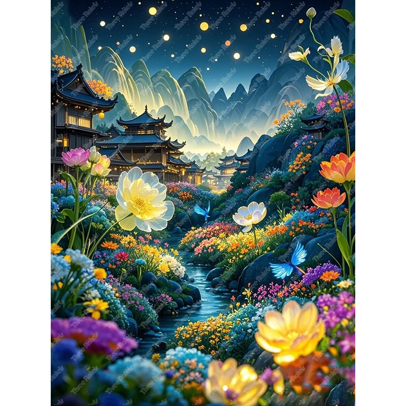 Three Ratels QHH238 Rural style dreamy field art wall stickers for home decoration