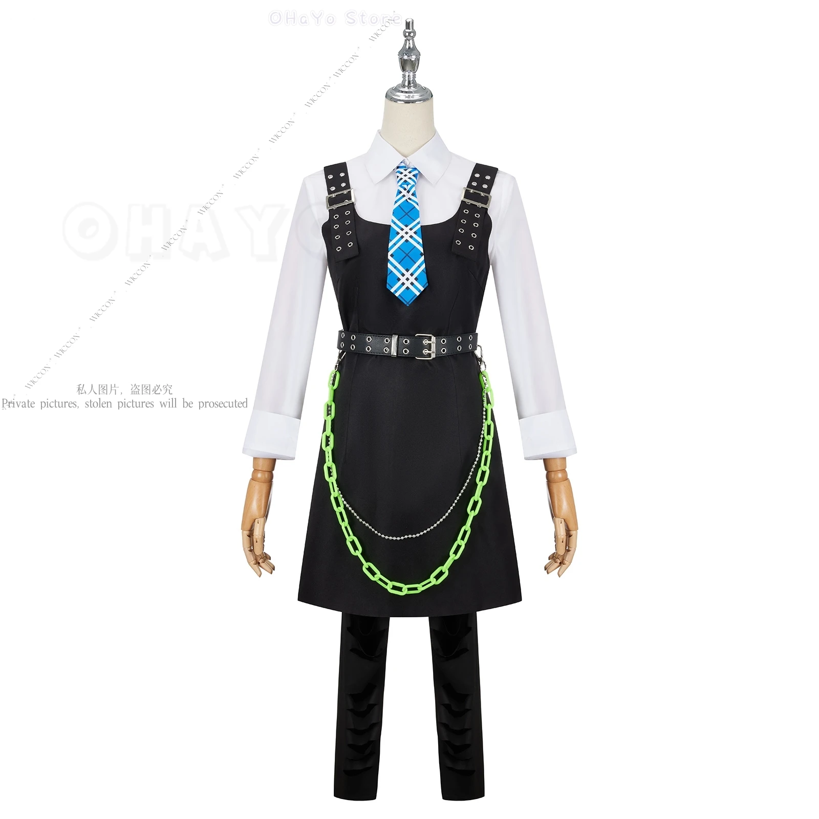 Frankie Stein Monster Cosplay Costume Wig Dress Shirt Movie Woman Uniform High Accessories Halloween Christmas Carnival Full Set