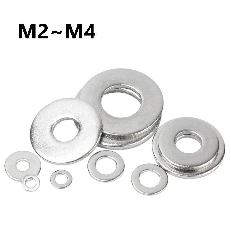 304 Stainless Steel A2-70 Small Flat Washers M2 M2.5 M3 M4 Plain Washers for Electronics Model 3D Printing Fasteners