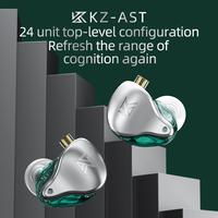 KZ AST 24BA HIFI Earphones 12 Balanced Armature Units Monitor DJ Headsets Noise Cancelling Earbuds 2PIN Cable KZ ASX AS16 ZSX