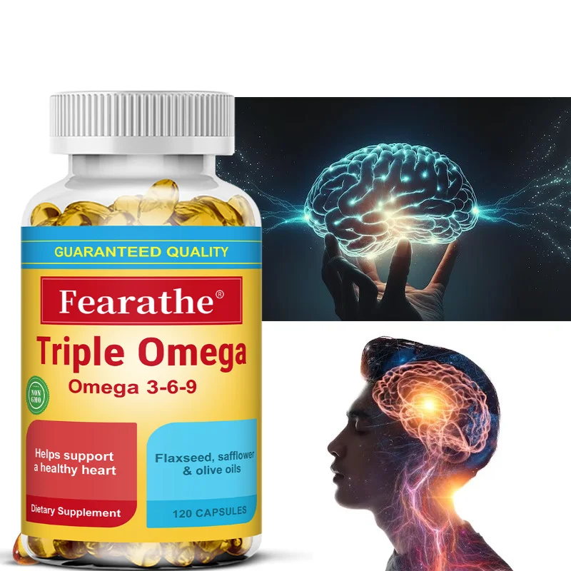 Omega 3 6 9 Capsules, Essential Fatty Acid, Support Brain Eye Skin Hair, Blood Circulation, Cardiovascular & Immune Wellness