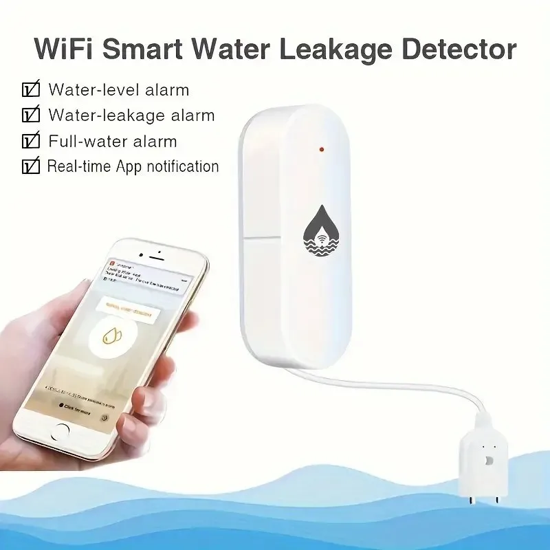 Sensor inteligente de fugas de agua WIFI Tuya, alarma, Sensor de fugas de agua de inundación, Compatible con Smart Life, Google Home, Alexa