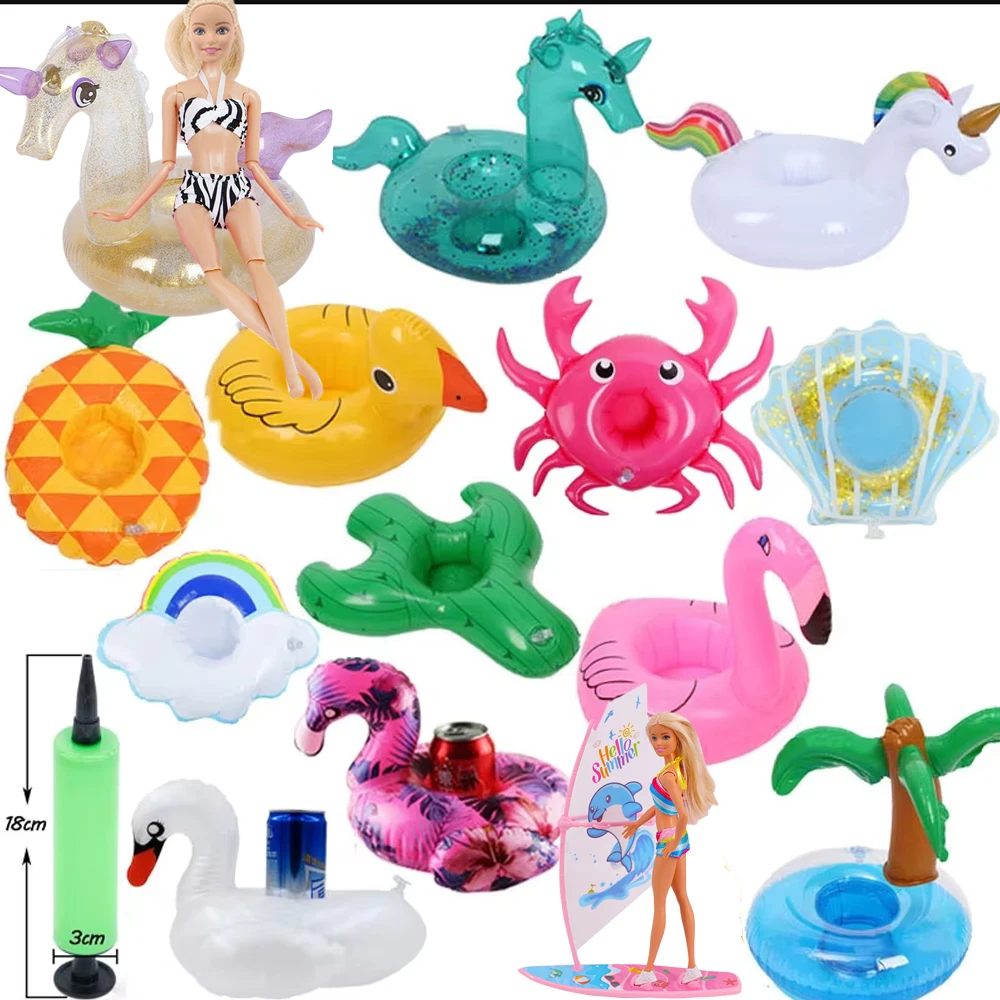 

Fashion Swimming Ring Unicorn Goose Animals Pattern Swimming Ring Lifebuoy For Babi 30cm Doll&1/6 BJD Doll Accessories,Girl Gift