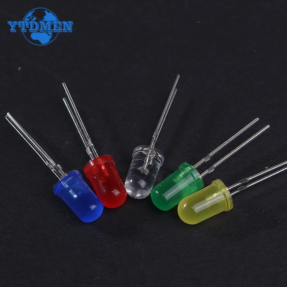 100PCS LED Diode Super Bright 3mm 5mm F3 F5 LED Emitting Assortment Set White Red Green Blue Yellow Orange DIY Electronic Kit