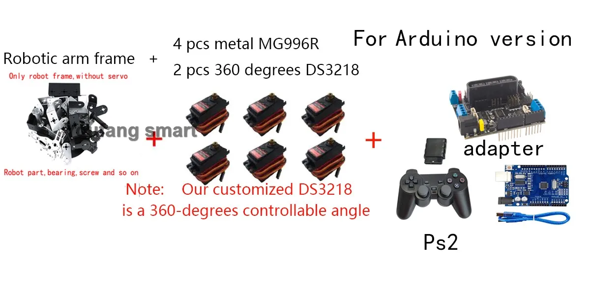 Splitter 6 dof Roboterarm Metall legierung mechanische Arm klaue mg996 für Arduino/esp32 Roboter DIY Kit programmier barer Roboter Open Source Code – Detail 19
