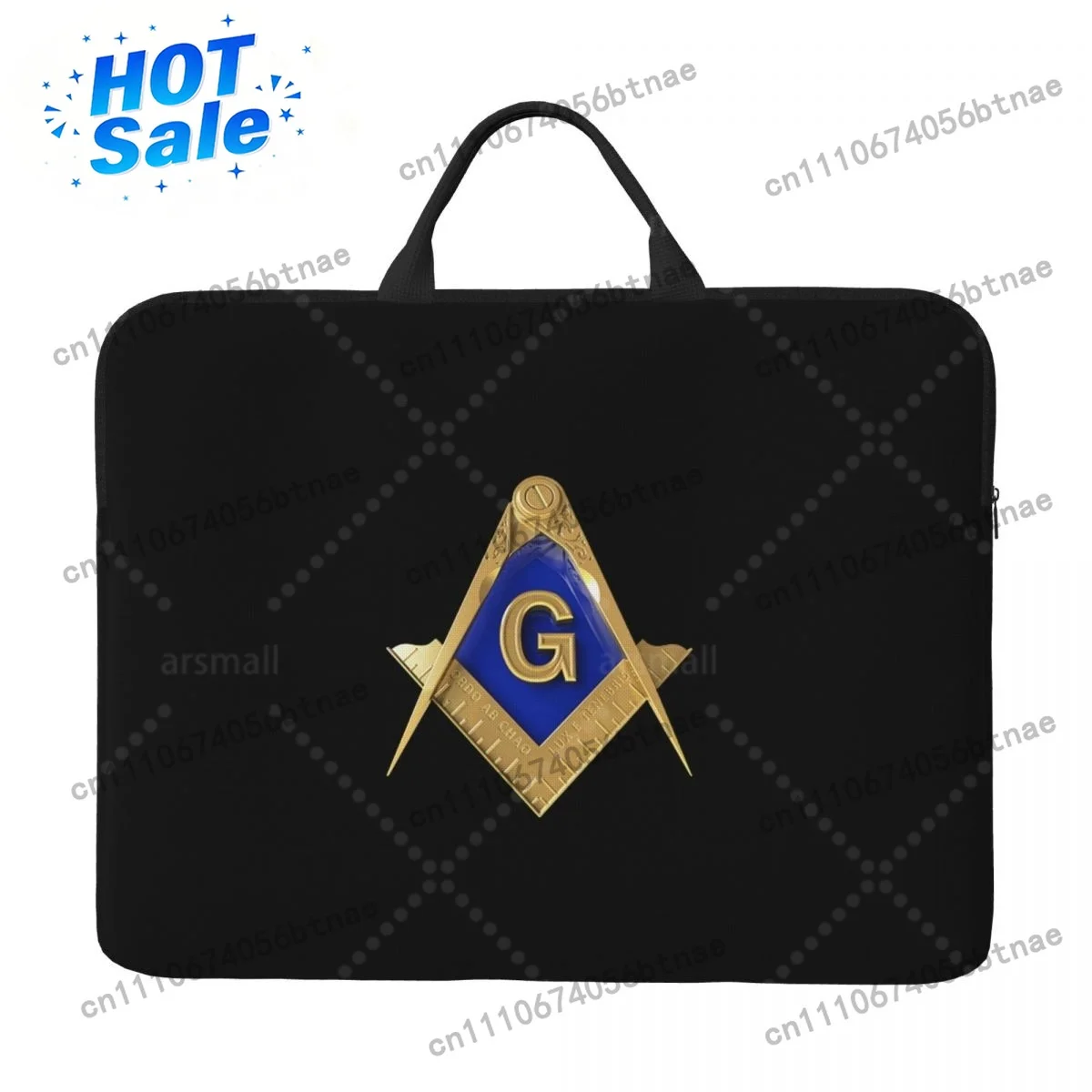 Gold Square Compass Masonic Laptop Bag Computer Bag Office Business Travel 14 Inch Water Resistant Large Laptop Case