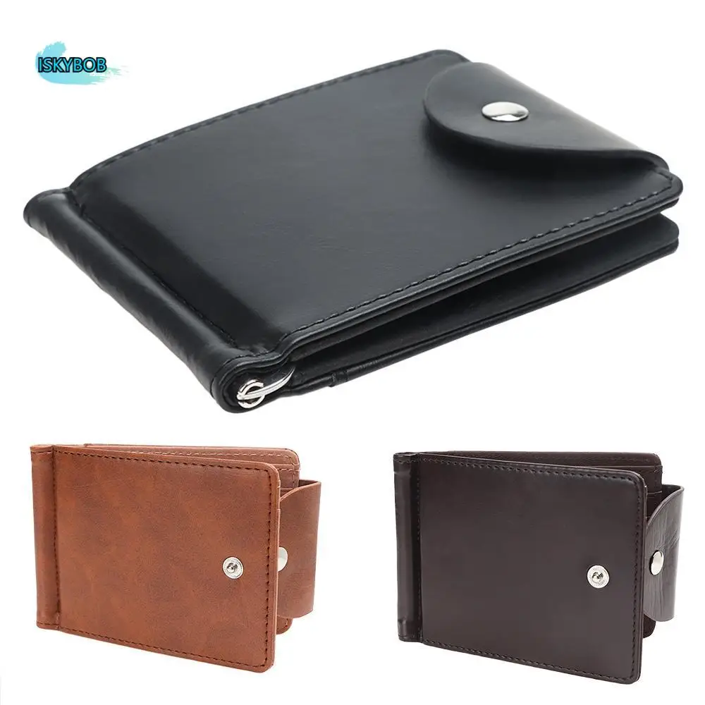Portable PU Leather Short Wallet ID Credit Wallet Card Bag Money Clips Money Bag
