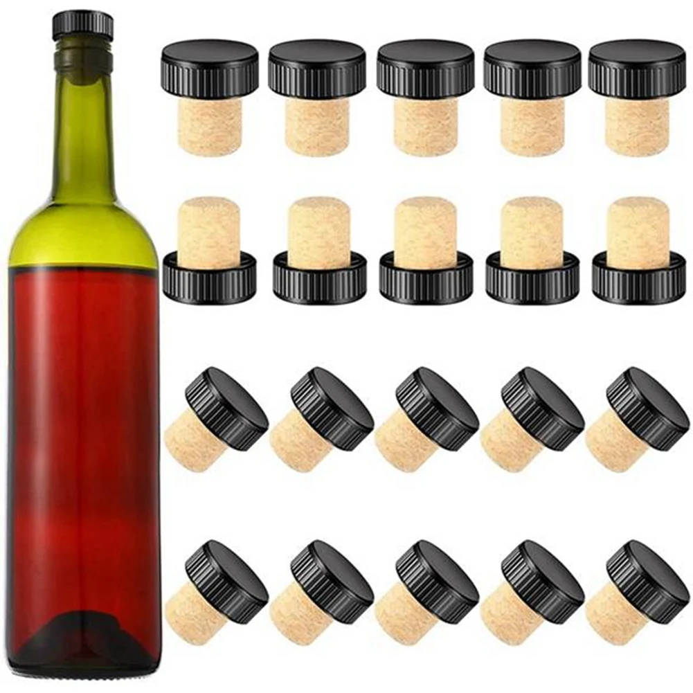 

J1UL1N 50Pcs Cork Plugs Cork Stoppers Tasting Corks T-Shape Wine Corks With Plastic Top Wooden Wine Bottle Stopper Bottle Plugs