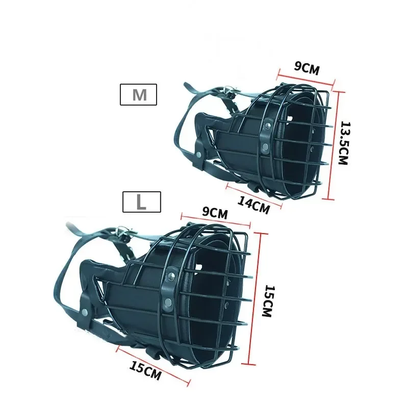 Anti-Bite Dog Mouth Cage Adjustable Metal Leather Mask German Shepherd Doberman Rottweiler Dog Training Muzzle Dog Accessories