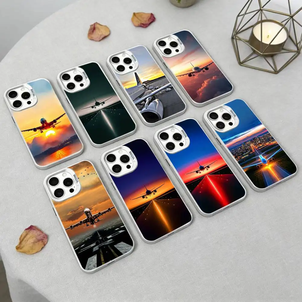 Airplane  Phone Case For iPhone17, 16,15,14,13,12 Pro Max Black Candy Matte Shockproof Cover KEY