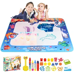 100x80CM Magic Water Drawing Mat Coloring Doodle with Reusable Magic Pens Montessori Painting Board Educational Toys for Kids
