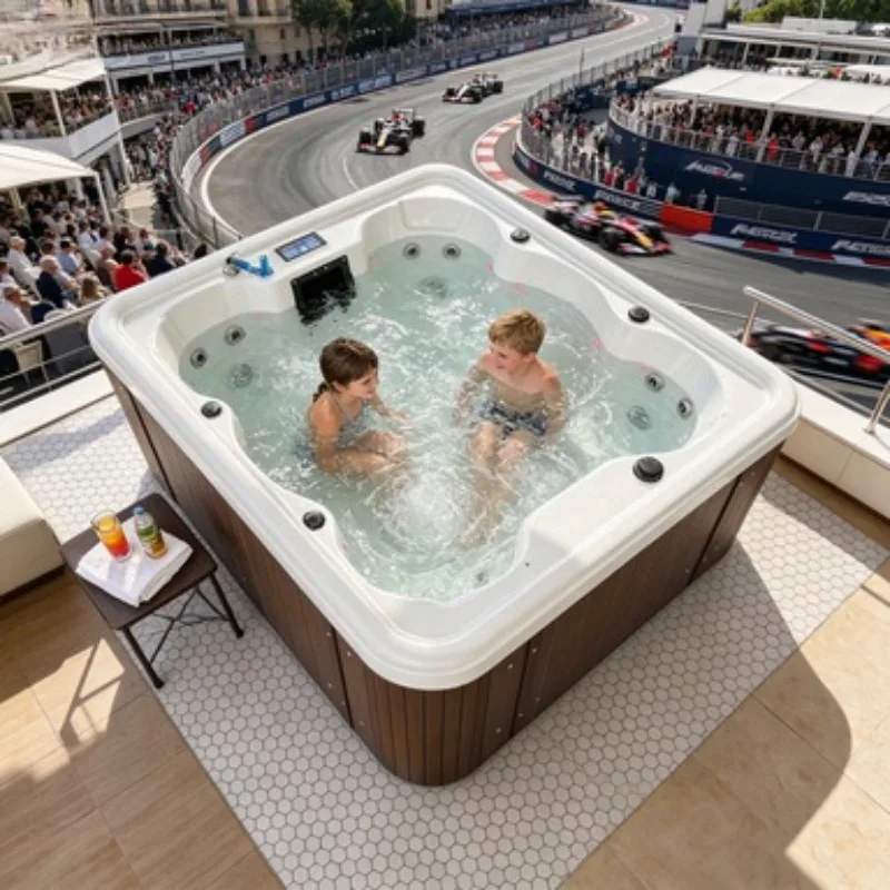 Inflatable Hot Tub Whirlpool Jacuzzi Massage Bathtub Hydrotherapy Spa Acrylic 3 Person Balboa Bubble Jets Waterfall