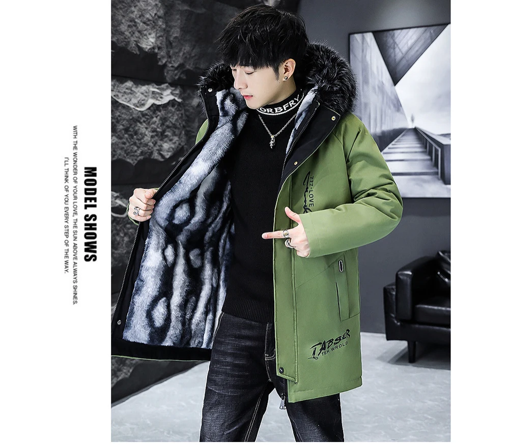 Winter männer Lange Unten Jacke Mode Männlichen Thermische Parkas Mäntel Casual Männer Klassische Pelz Kragen Warme Gepolsterte Jacken Kleidung 5XL – Detail 7