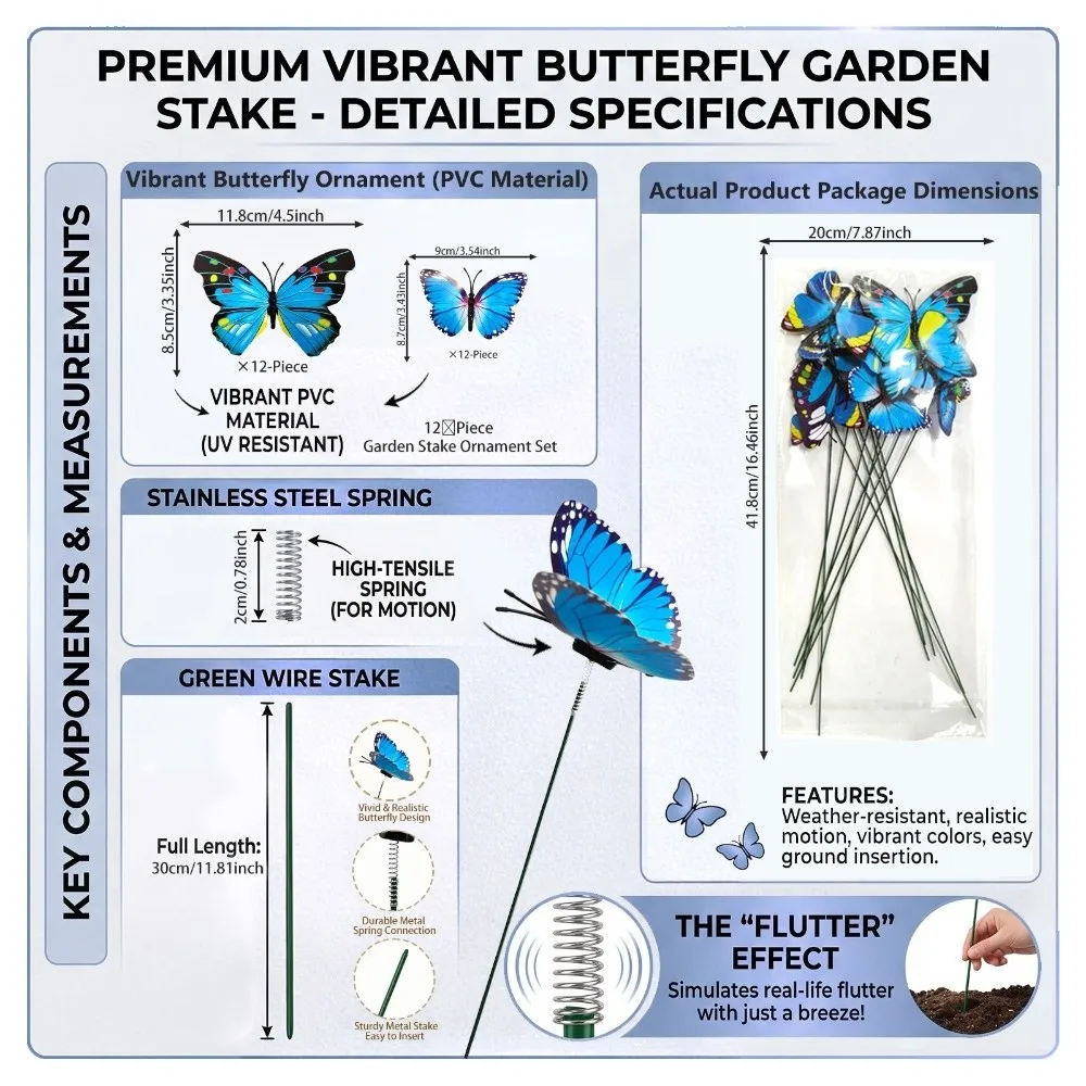 Colorful Butterfly Stakes Lifelike Plant Plug Simulation Butterfly Ornaments Multi-purpose Dreamlike