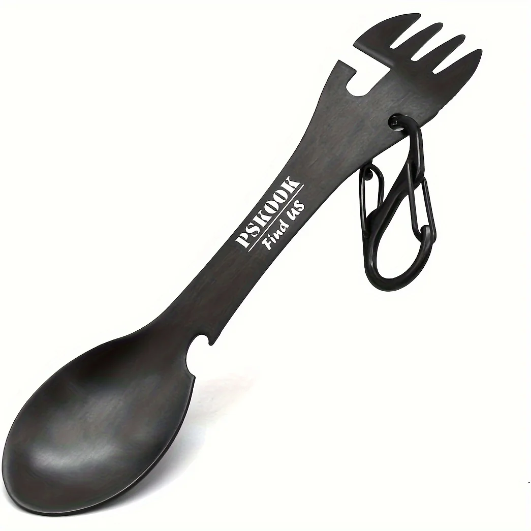 PSKOOK Outdoor Survival Tools 5 in 1 Camping Multi-functional EDC Kit Practical Fork Knife Spoon Bottle/Can Opener image 8