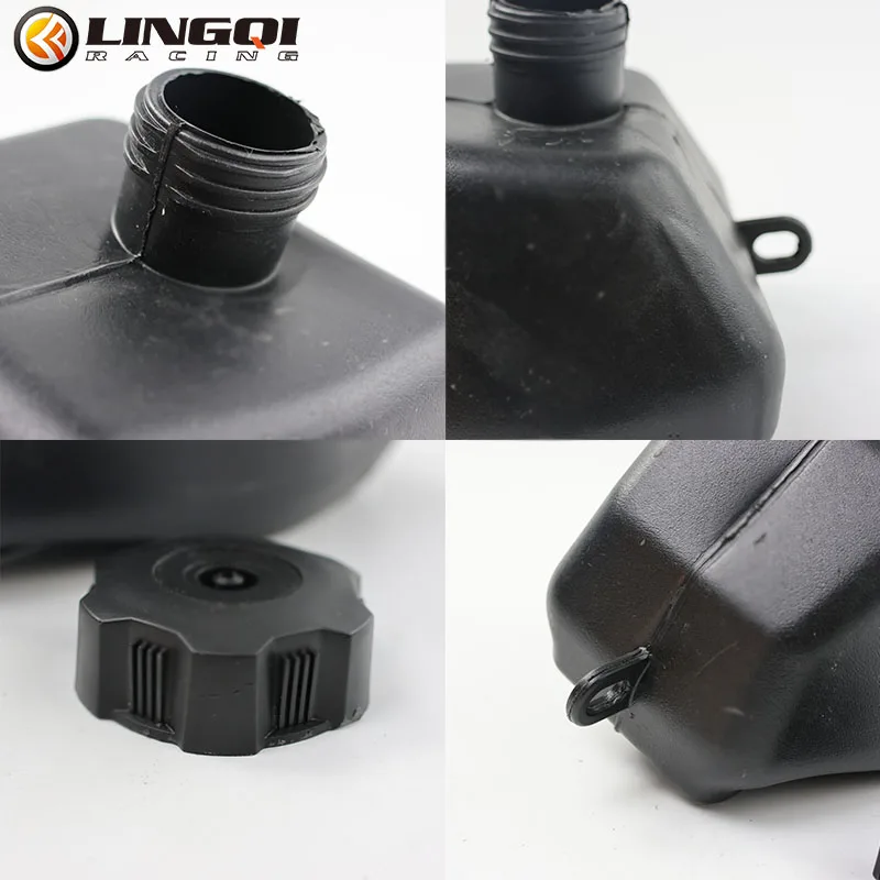 LINGQI RACING Motorcycle Gas Petrol Fuel Tank With Cap Black Plastic Oil Cans Tanks For Mini ATV Quad Off Road Vehicle Parts