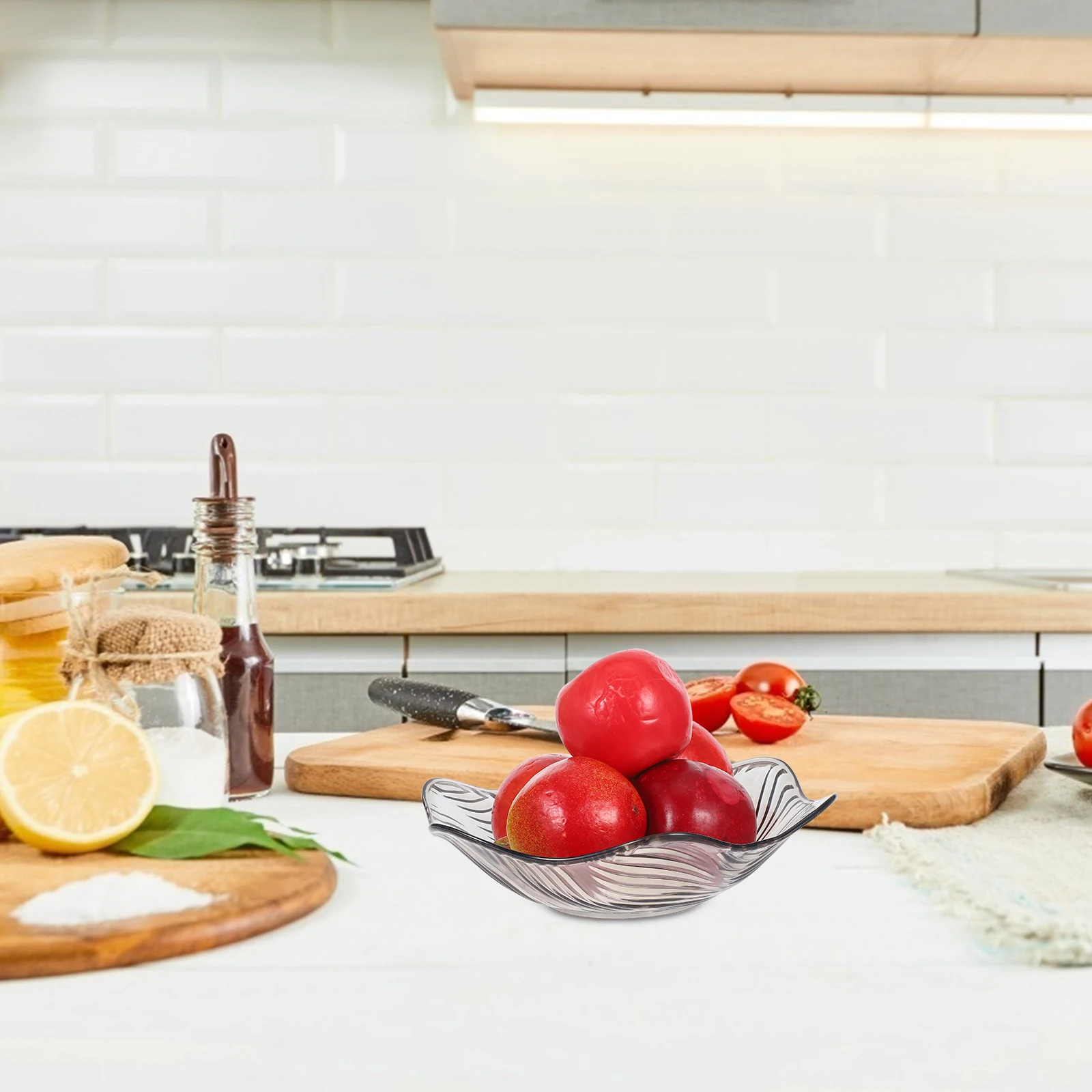 

Fruit Plate Plastic Grey Snack Bowl For Candy Fruits Vegetables Appetizer Salad Serving Kitchen Decor