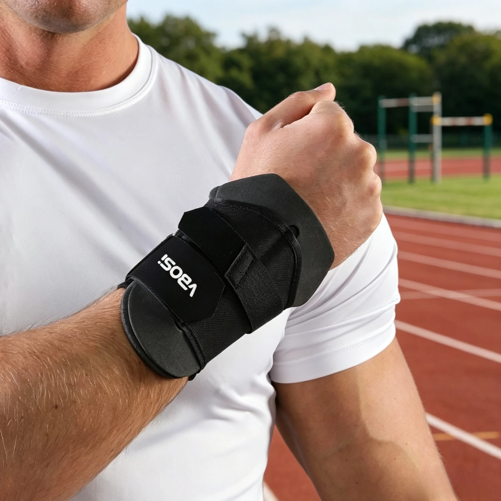 1PC Adjustable Wrist Support - 4mm Shock-Absorption Sponge Pad, Breathable Fabric Elastic Knit Sporty Protective Gear for Workouts, Basketball