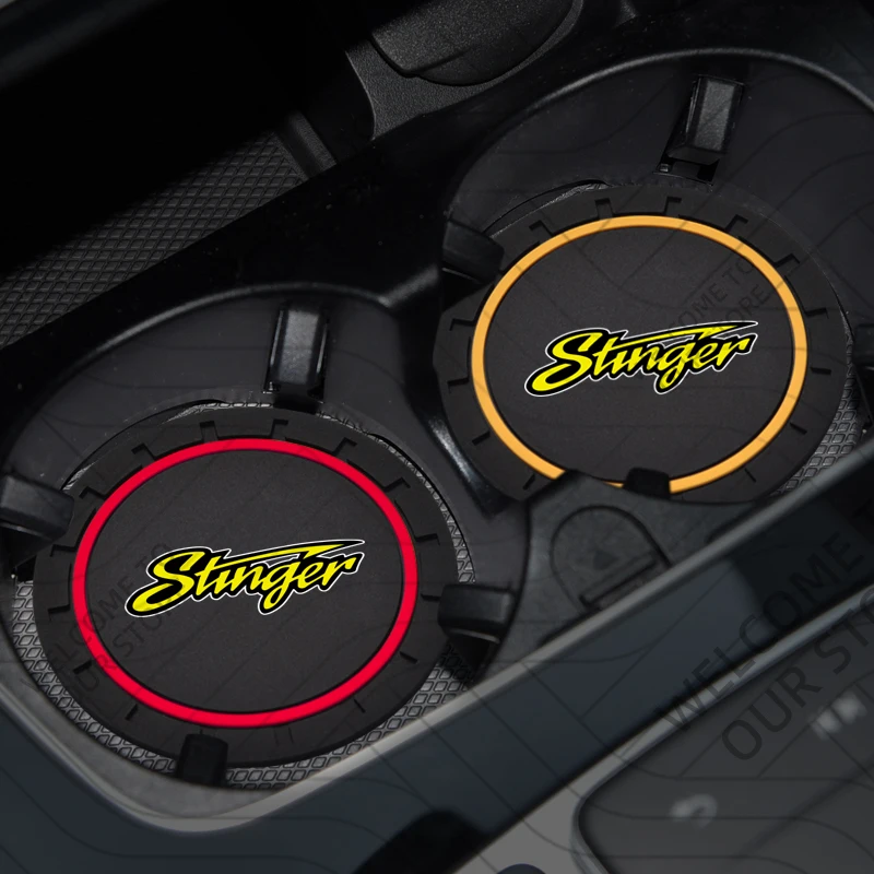 2Pcs For Stinger GT Line LOGO Emblem Car Silicone Coaster Anti-Slip Water Cup Drink Mat Interior Decoration Accessories view 3