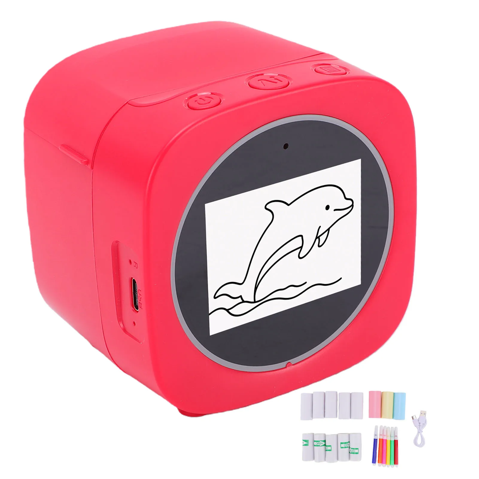 

Home Voice Sticker Printer AI Sticker Printer 2.4 Inch Screen Mini Voice Activated Thermal Printer with Printing Paper Color Pen