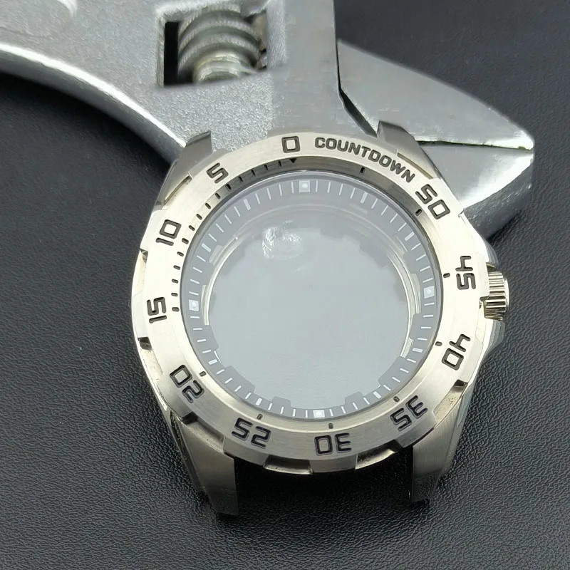 44mm silver case fits NH35A NH36 Automatic mechanical movement sapphire crystal glass clean back cover NH35 NH36 watch case