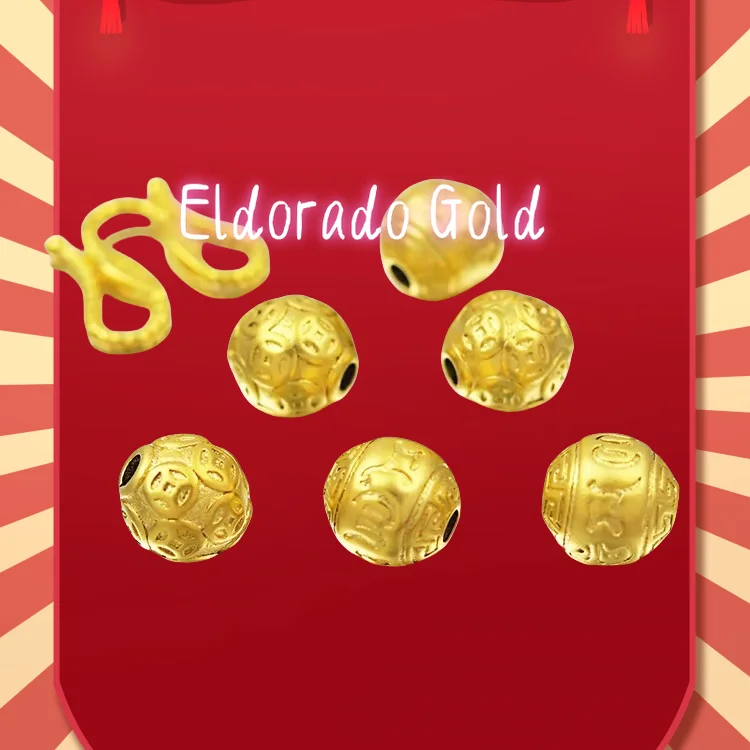 

2025 9999 Real Gold 24K Gold Handmade 12mm10mm Coin Bead Accessories Solid Six Character Mantra Money Bead Pure Accessories
