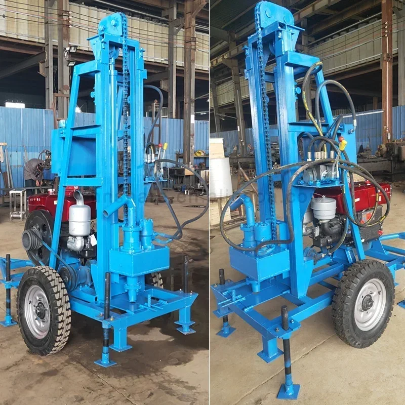 100 Meter Hydraulic Portable Diesel Engine Track-type Water Well Drilling Rig Machine  Mounted Water Well Drilling Rig