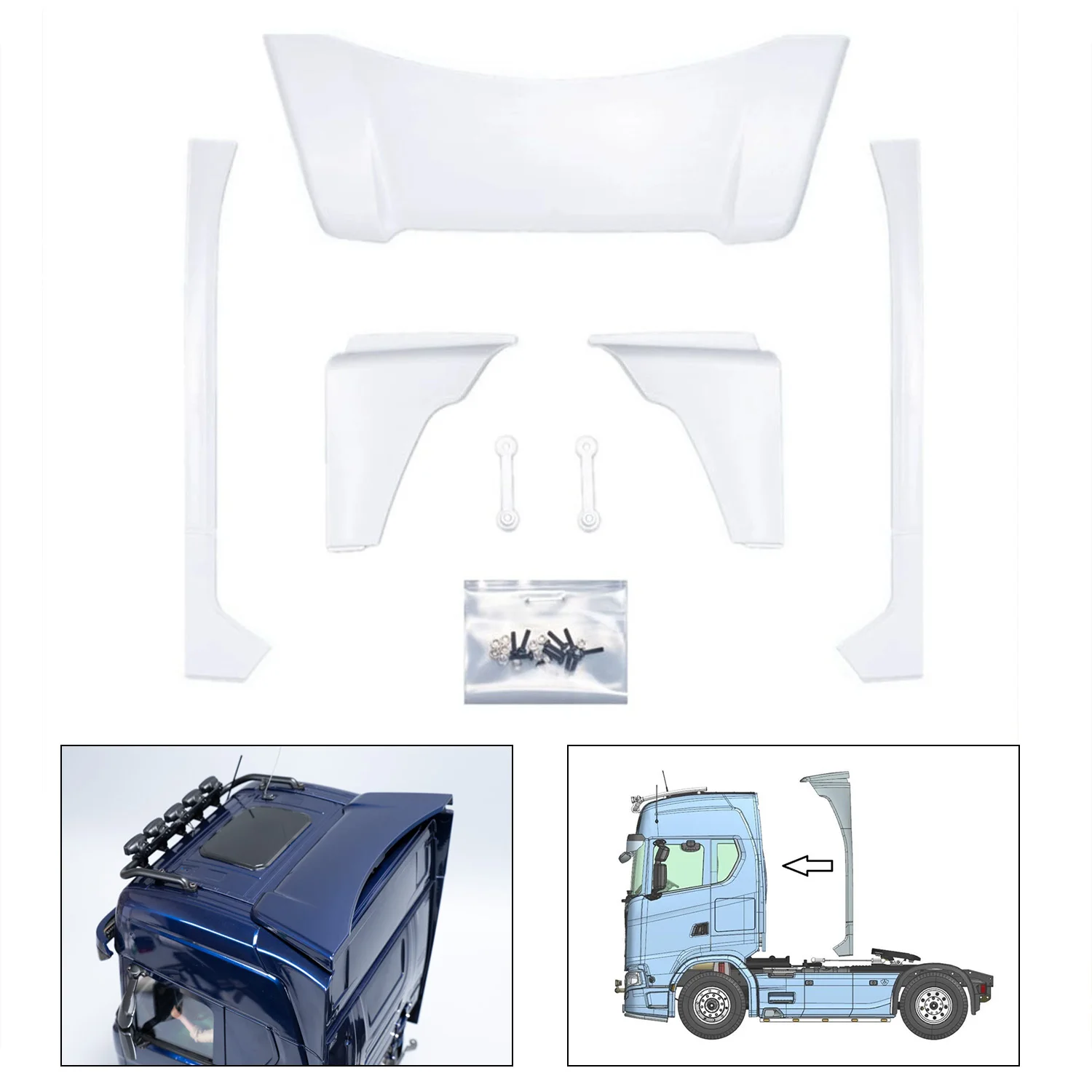 

Part ABS Narrow Rear Spoiler Wing for DIY 1/14 Tamiya Radio Control Tractor Truck SC 770S 56368 56373 RC Lorry Vehicle Model Car