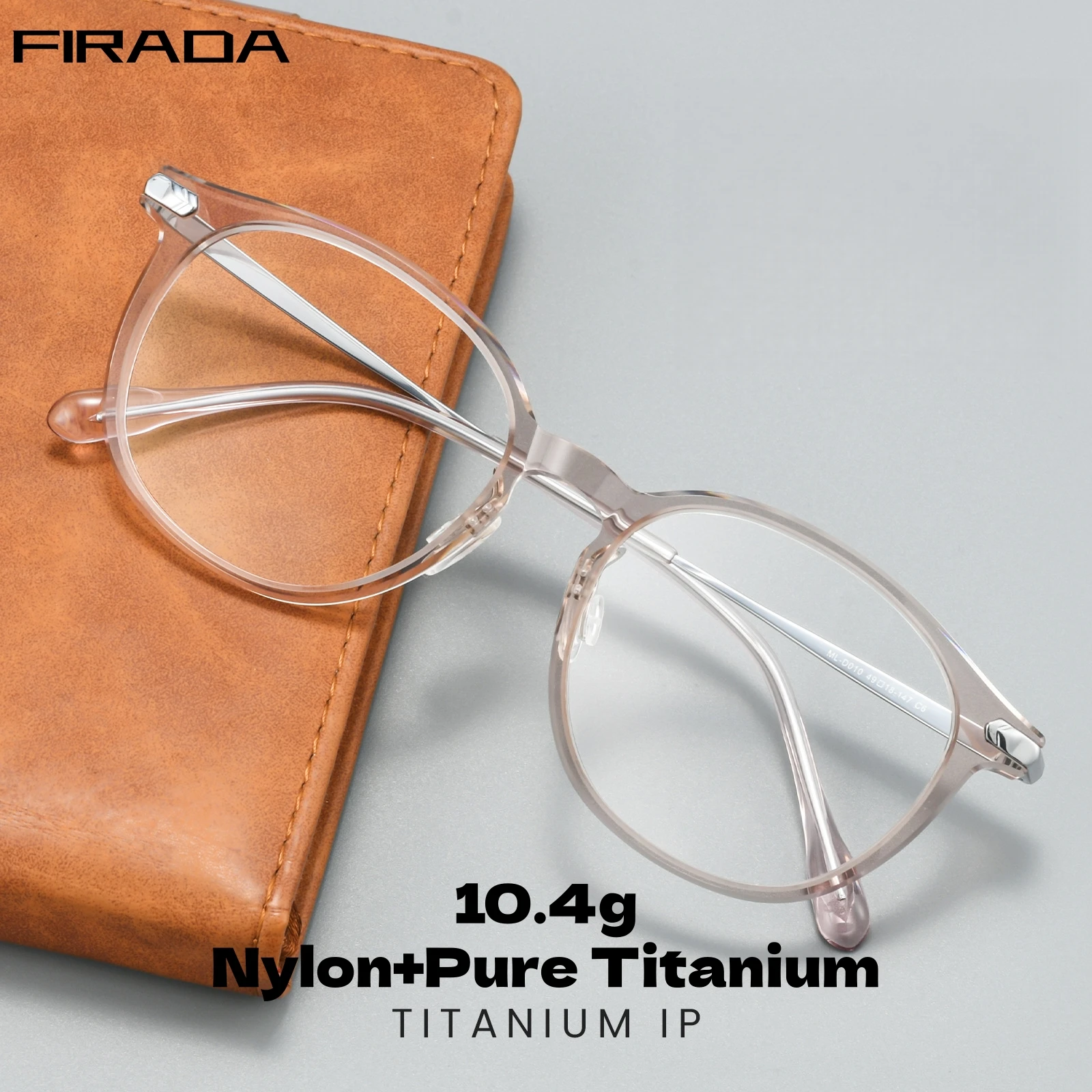 

FIRADA Fashion Transparent Nylon Eyeglasses For Men 2026 Ultra-light Retro Round Luxury Pure Titanium Glasses Frame Women ML010D