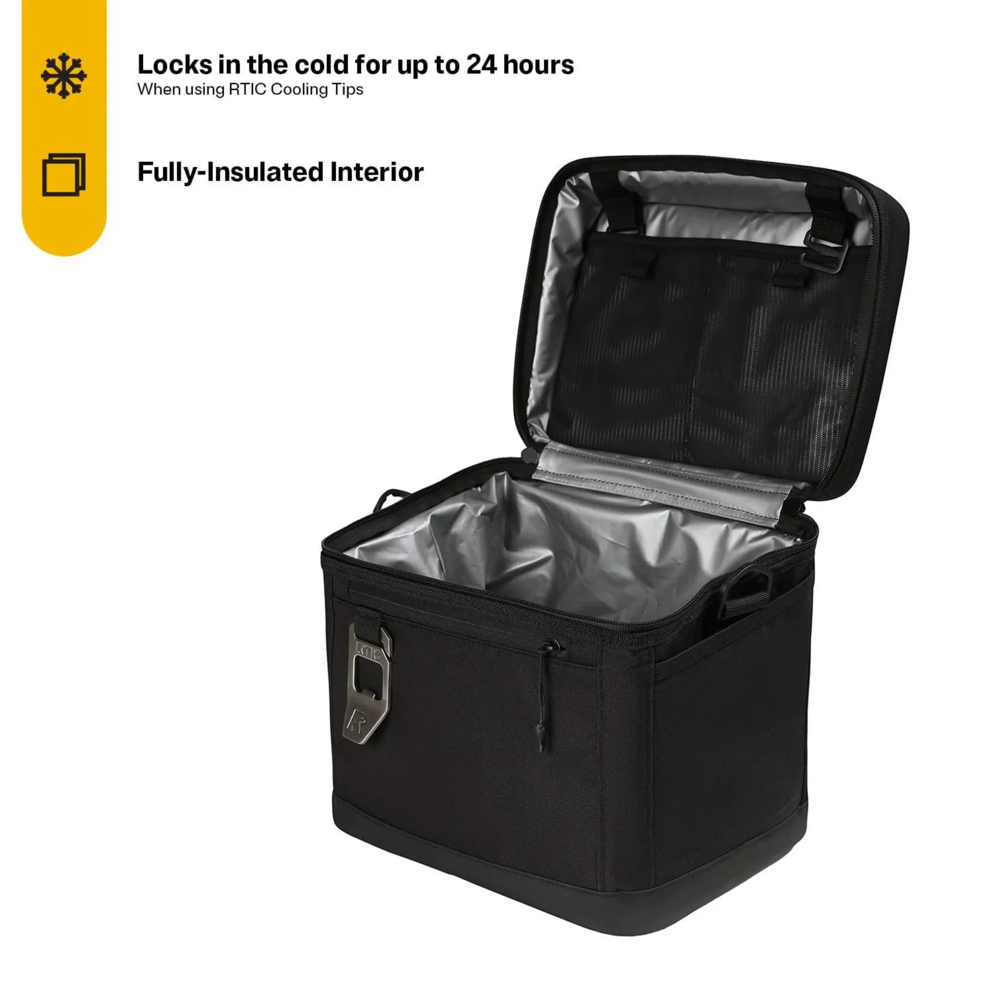 15 Can Collapsible Soft Cooler, 16QT Everyday Use with Bottle Opener, Black Insulated Bag for Picnics & Travel