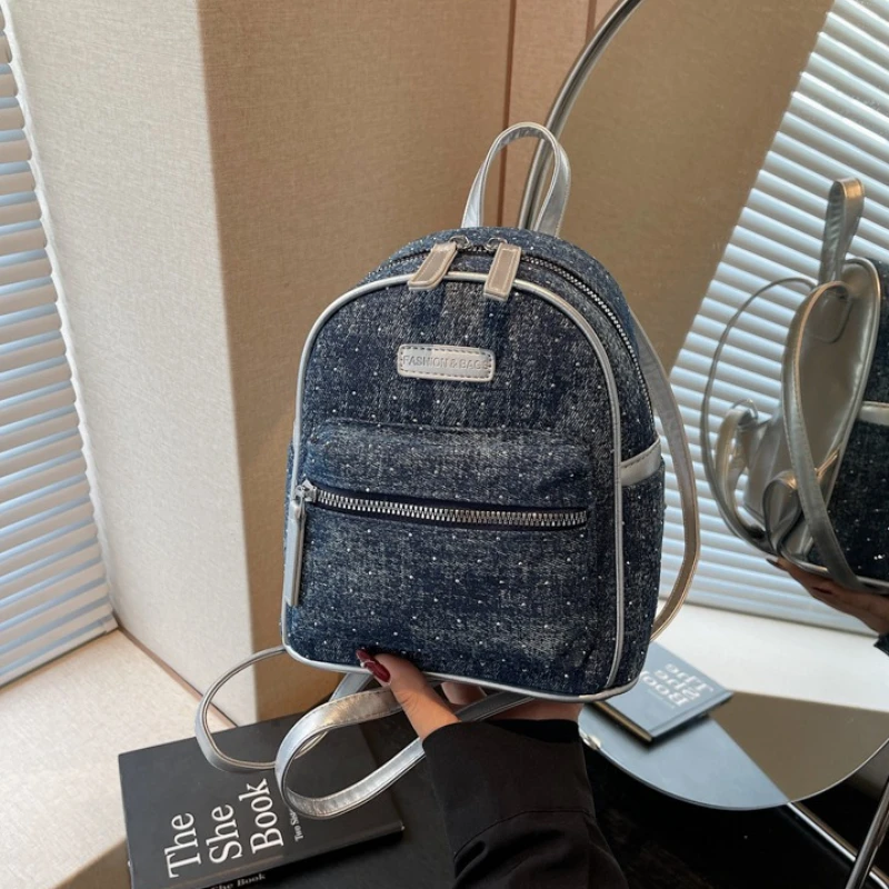 

Vintage Denim Women Backpack Large Capacity Versatile School Bags Class Bag for Girl Simple Cute Backpack Designer Bags Mochila