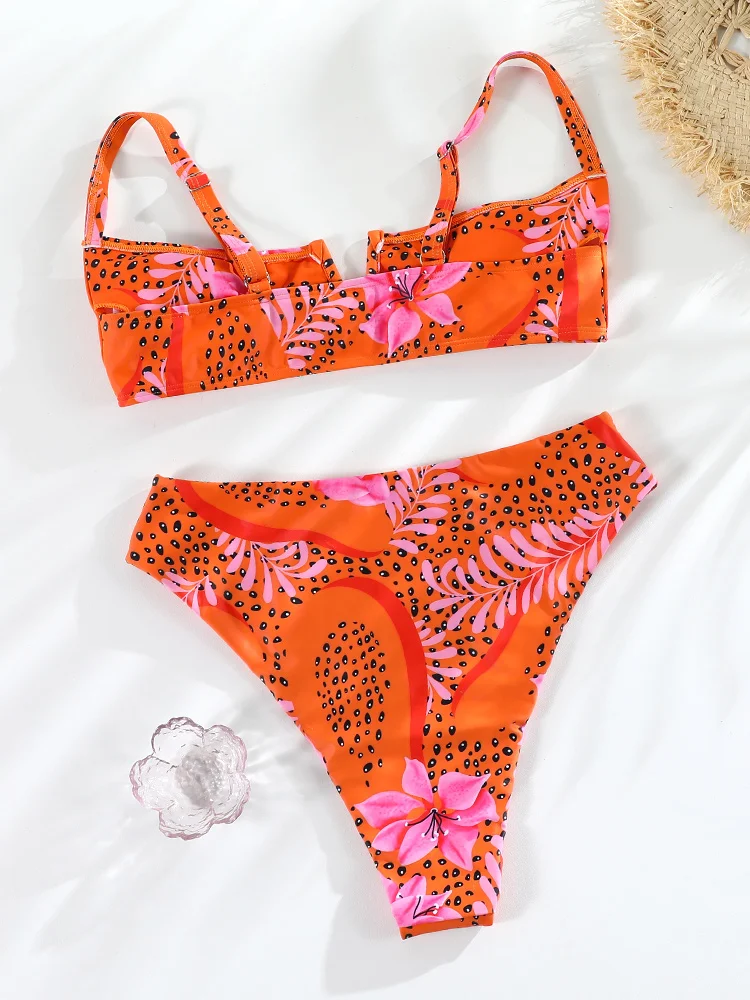 Sexy Bikini Set 2024 High Waist Bikinis Print Swimsuit Women Swimsuit Push Up Beachwear String Bathing Suit Micro Biquini