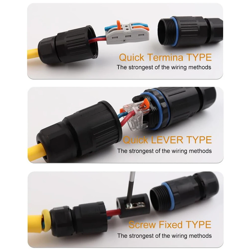IP68 Waterproof Cable Connector Quick Connection KVSF-15 2 in 2 Out 2/3/4/5 Pin Electrical Terminal Adapter Wire Connector